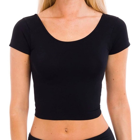 Sugarlips Tops - Sugarlips Black Scoop Neck Crop Top